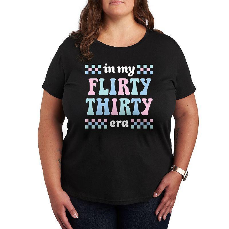 Plus In My Flirty Thirty Era Graphic Tee, Womens Heather Grey Product Image