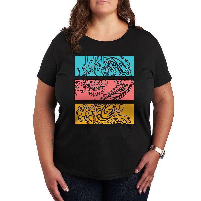 Plus Colorblock Dragon Graphic Tee, Womens Product Image