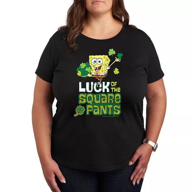 Plus SpongeBob SquarePants Luck Of The Square Pants Graphic Tee, Womens Black Product Image