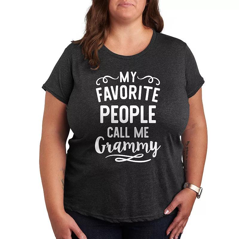 Plus My Favorite People Grammy Graphic Tee, Womens Grey Green Product Image