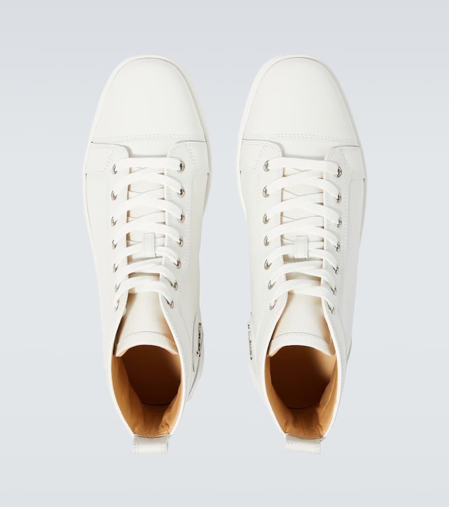 CHRISTIAN LOUBOUTIN Louis Leather High-top Sneakers In Weiss Product Image