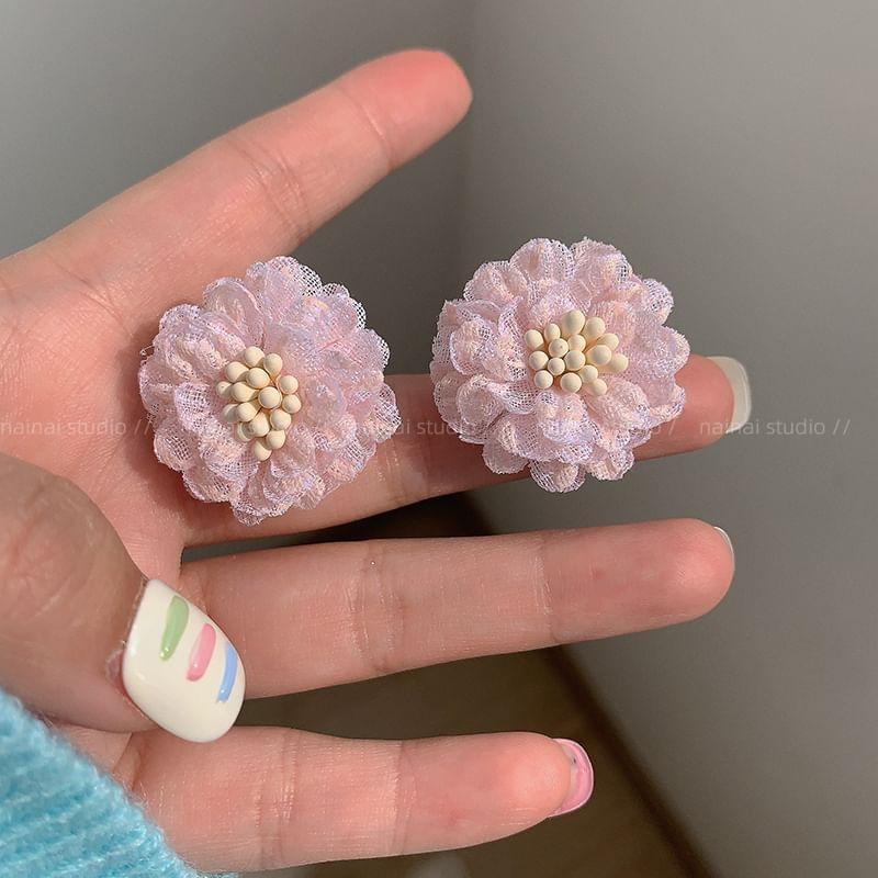 Flower Mesh Stud Earrings Product Image