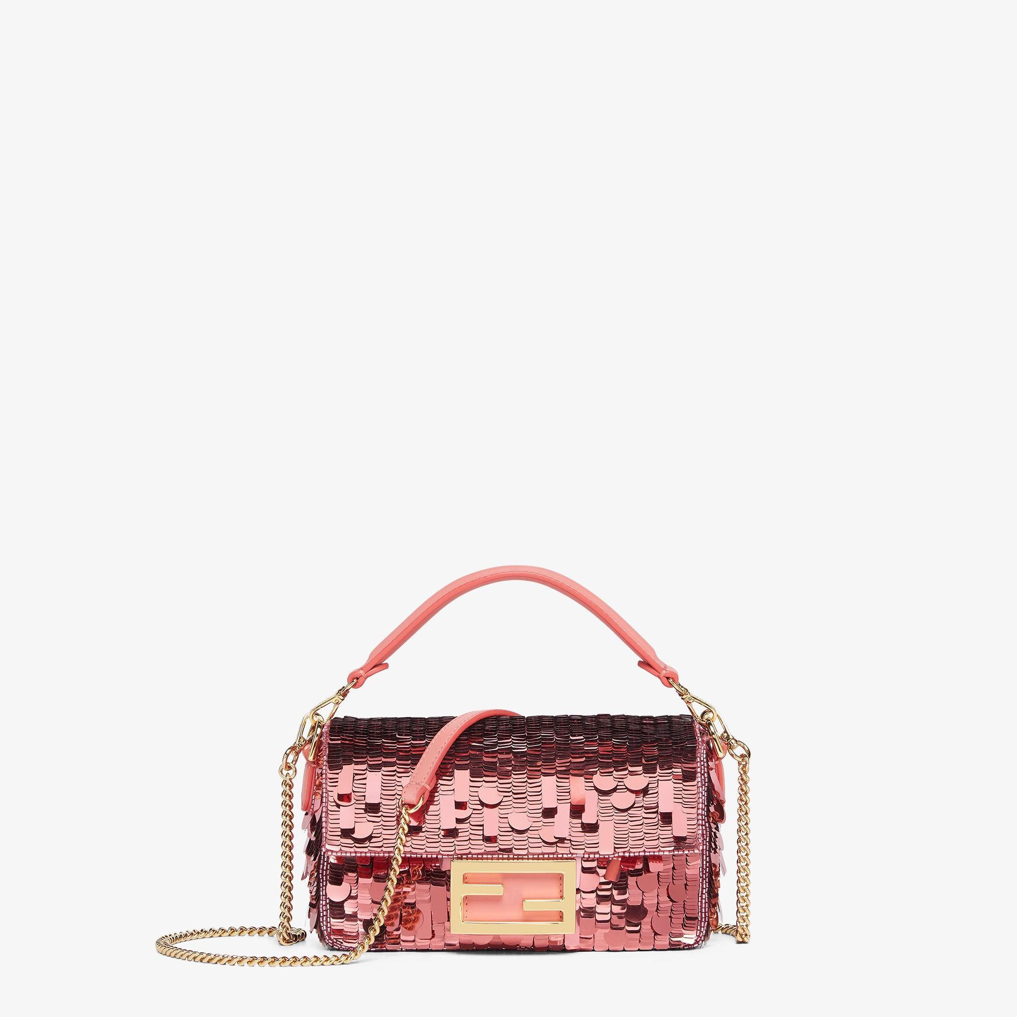 Baguette MiniBag embroidered with pink sequins Product Image