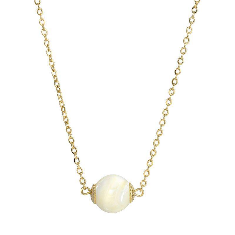 1928 Gold Tone Mother-of-Pearl Shell Bead Necklace, Womens, White Product Image