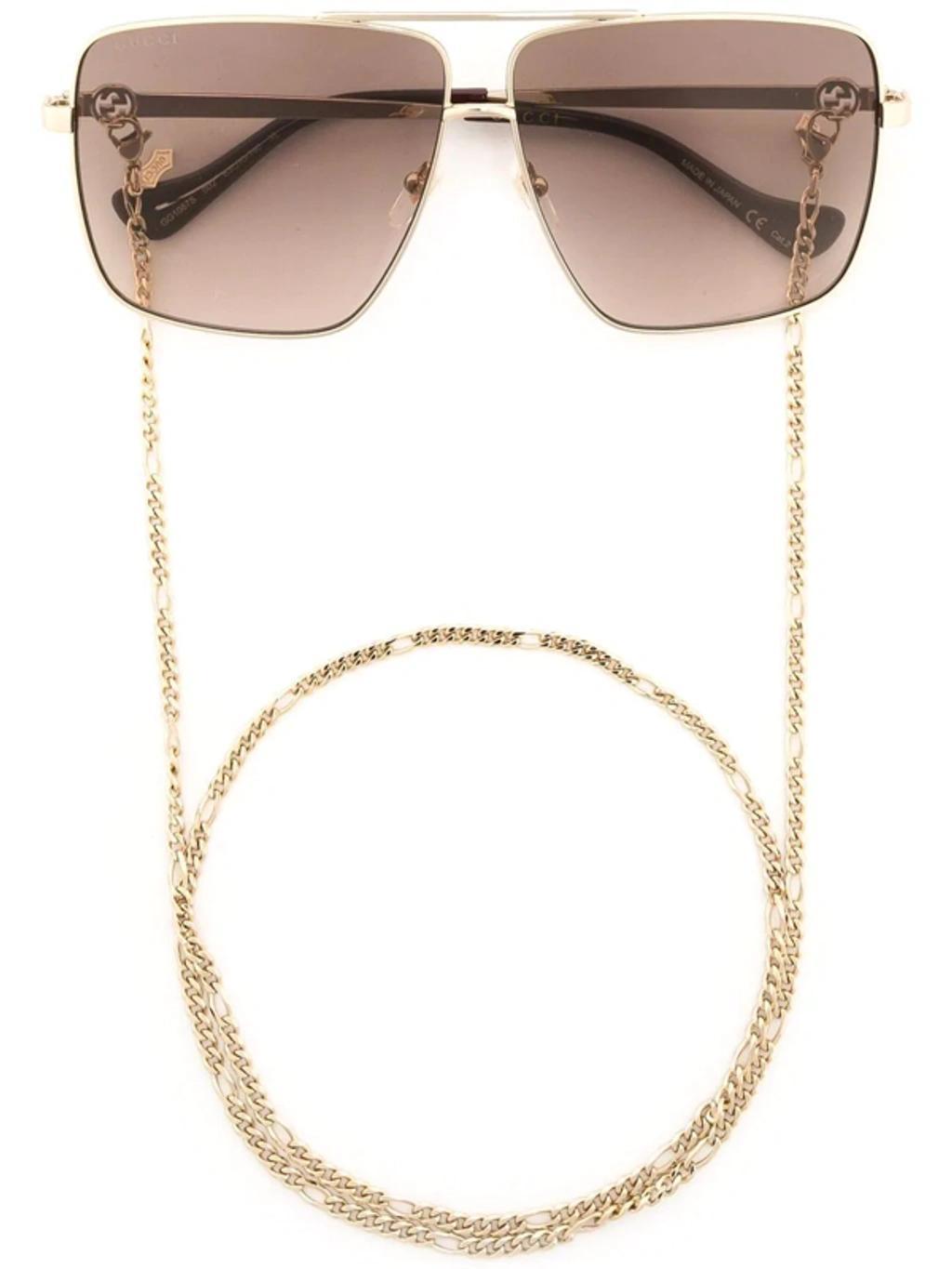 Oversized Square-frame Sunglasses In Gold Product Image