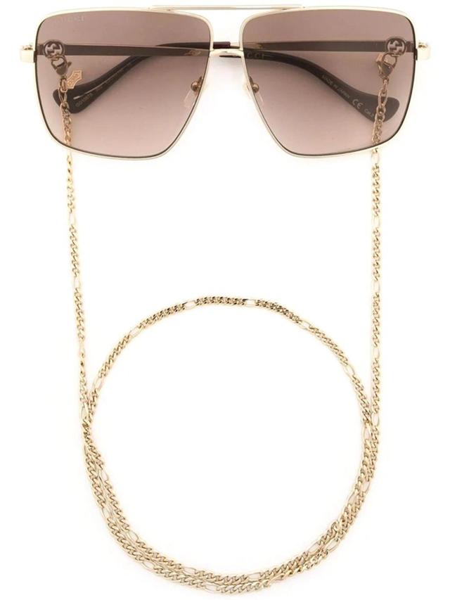 Oversized Square-frame Sunglasses In Gold Product Image