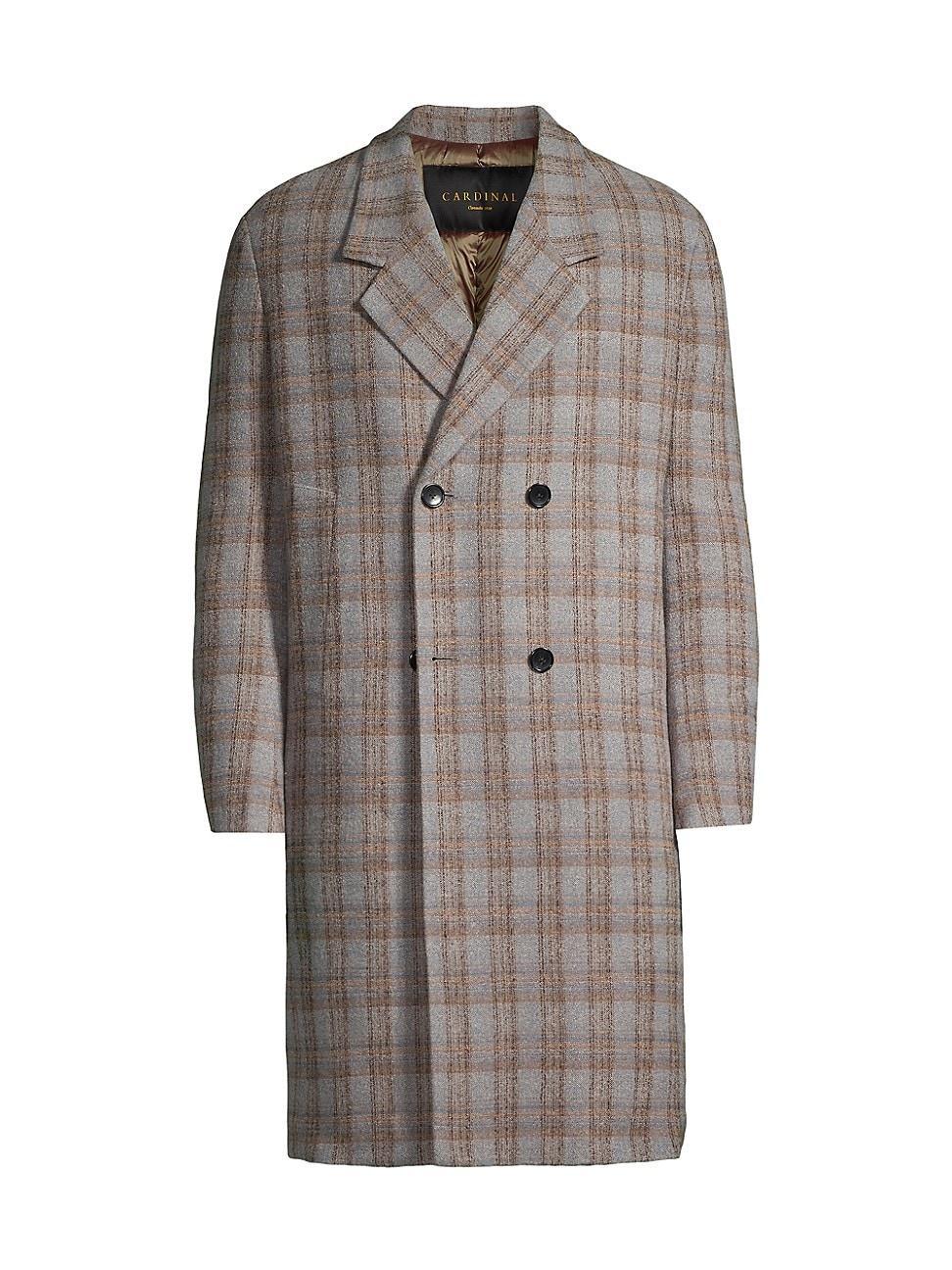 Mens Maine Check Wool-Blend Double-Breasted Coat Product Image