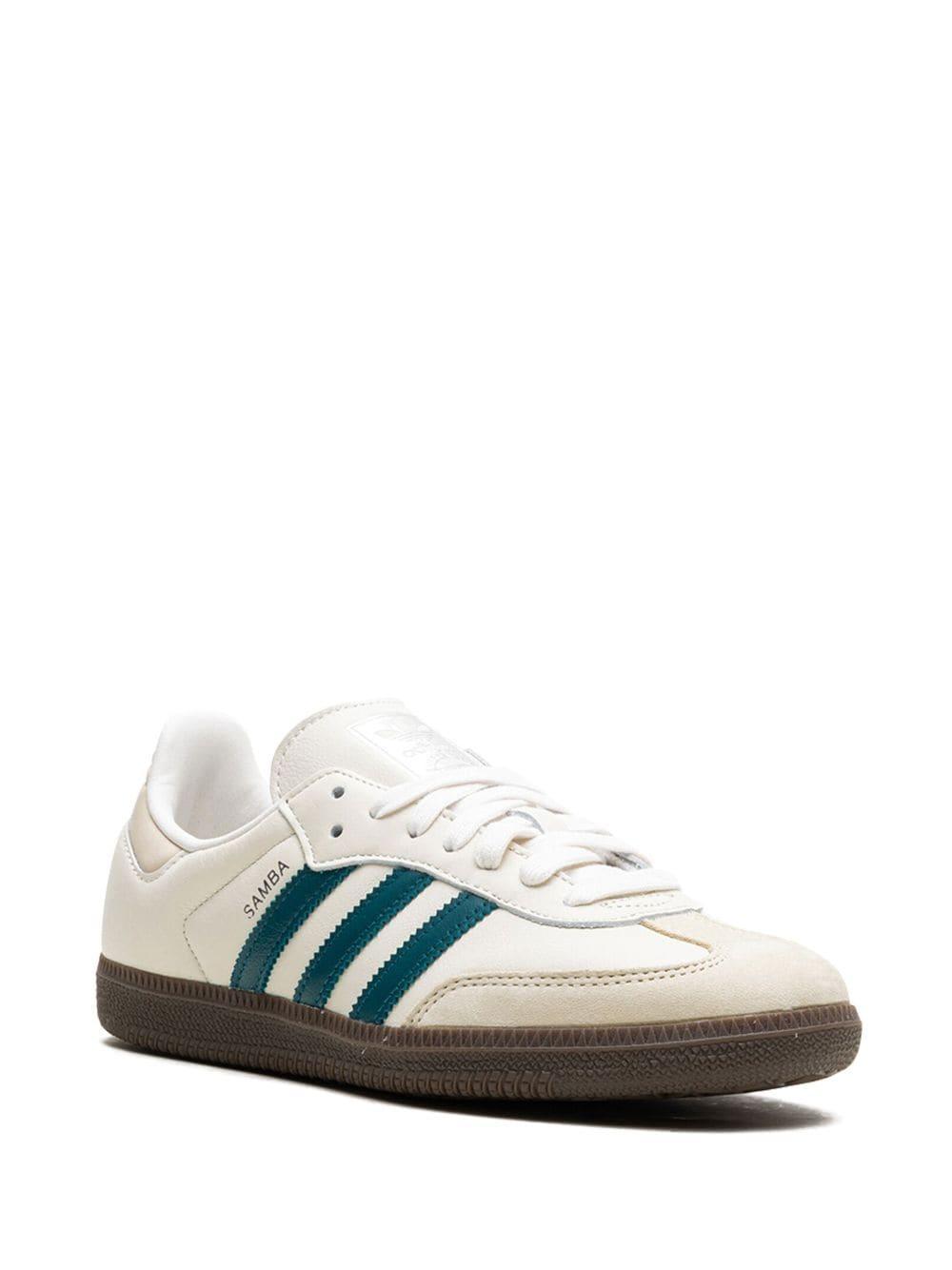 ADIDAS ORIGINALS Adidas Womens Cloud White Legacy Teal Samba Og Logo-print Leather Low-top Trainers Product Image