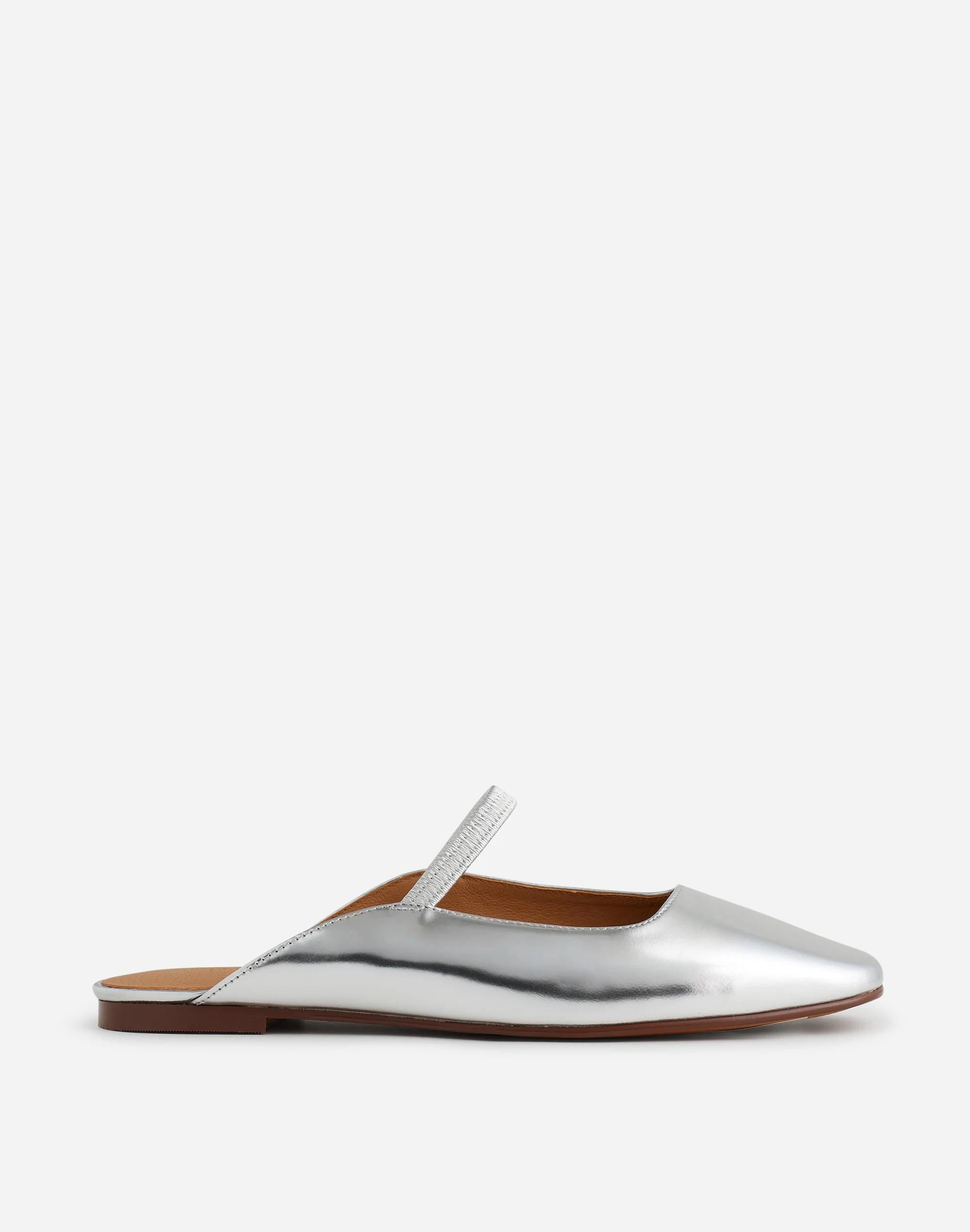 The Greta Ballet Flat Mule in Specchio Leather Product Image