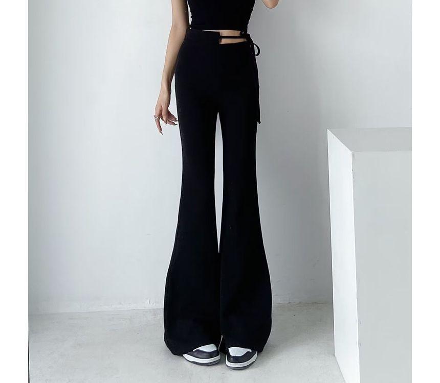 High Waist Plain Flared Sweatpants Product Image