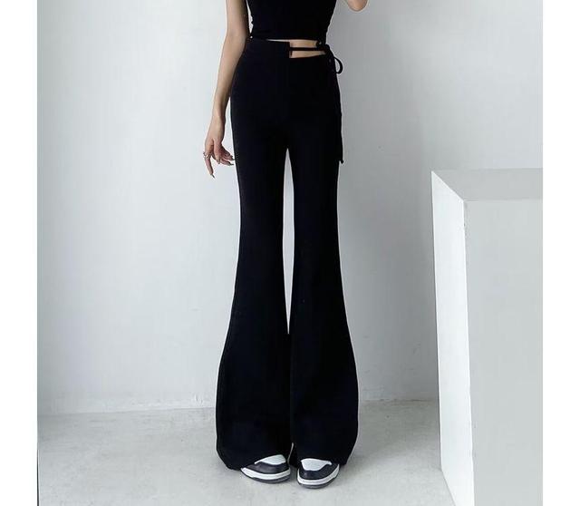 High Waist Plain Flared Sweatpants Product Image