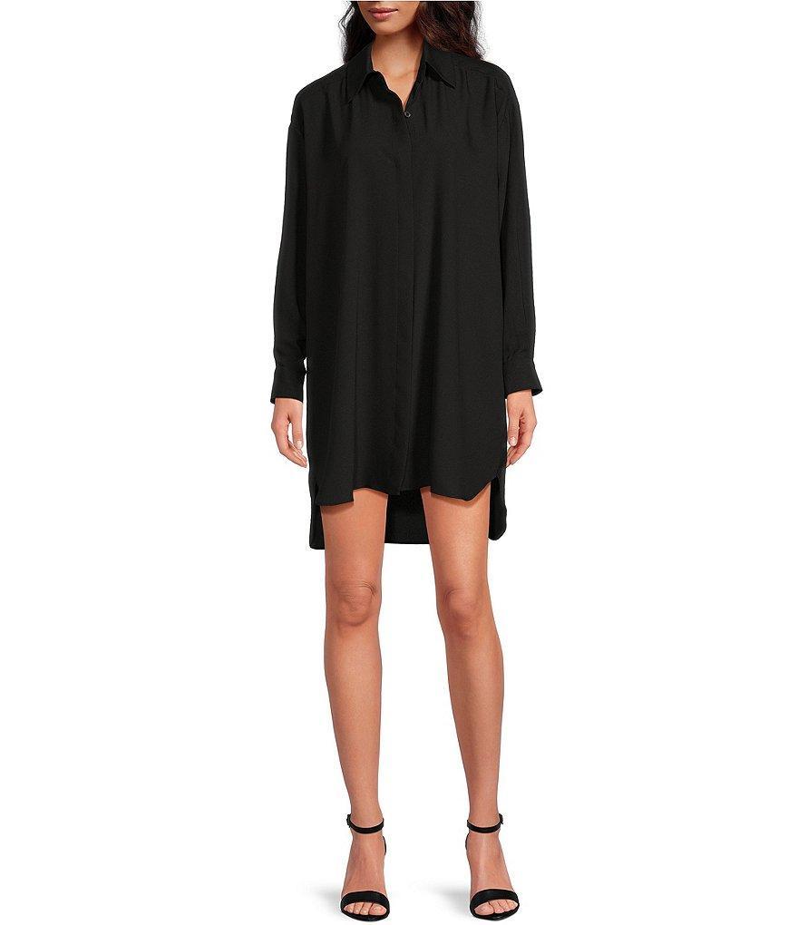 Gianni Bini Button Down Collar Long Sleeve Mini Shirt Dress Product Image