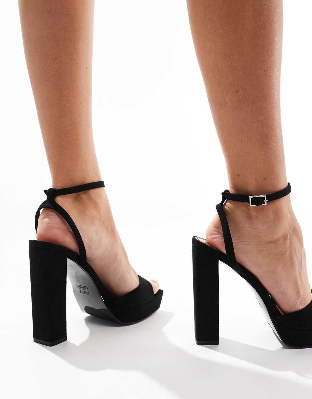 ASOS DESIGN Wide Fit Noun platform barely there block heel sandals Product Image