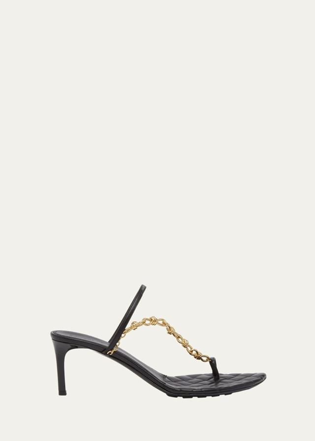 Leather Chain Toe-ring Slide Sandals In Nero Product Image