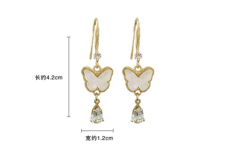 Butterfly Rhinestone Drop Hook Earring Product Image