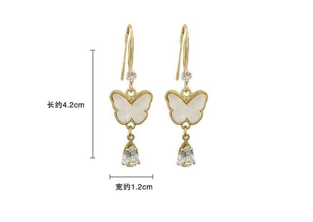 Butterfly Rhinestone Drop Hook Earring Product Image