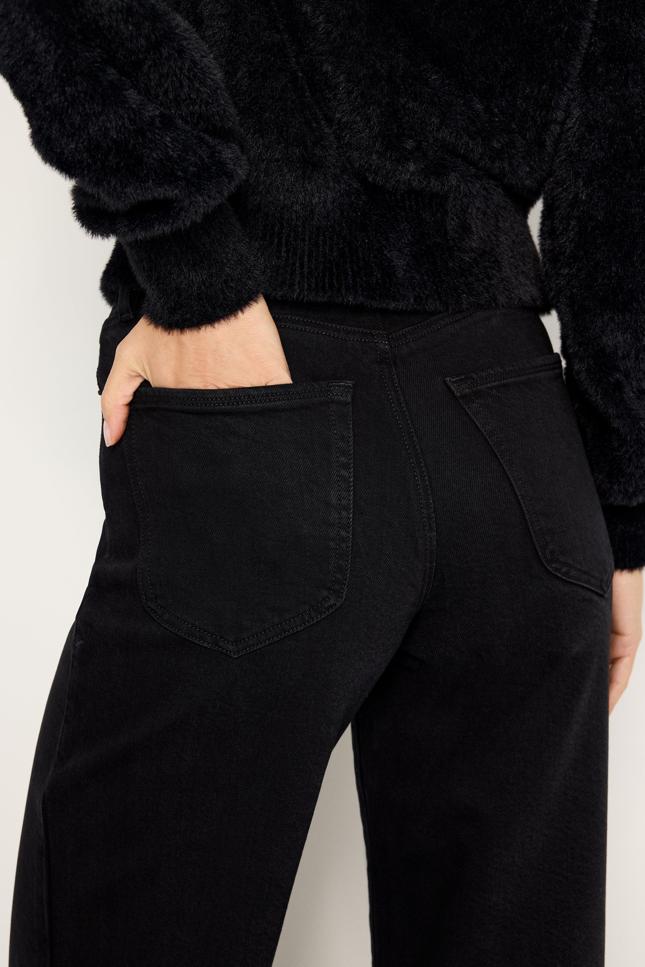 SOFT-TECH GOOD WAIST PALAZZO JEANS | BLACK344 Product Image