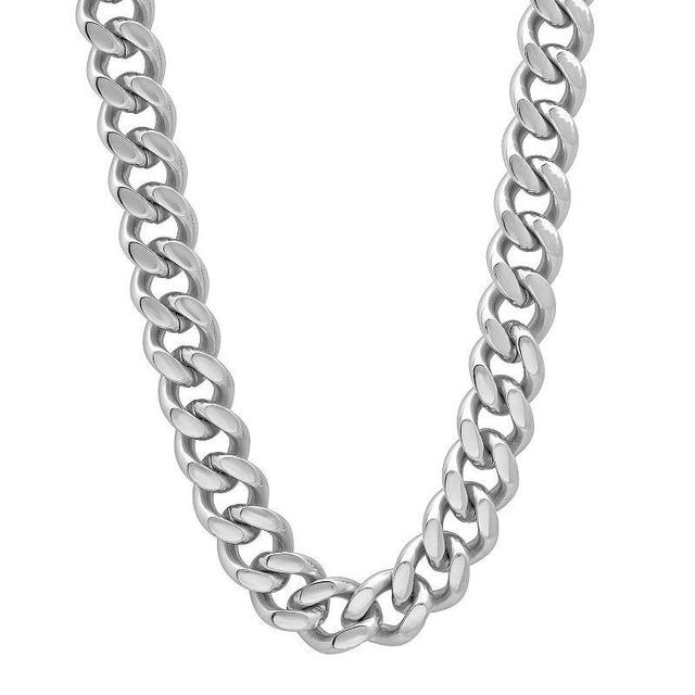 Steel Nation Mens Stainless Steel Curb Link Chain Necklace Silver Product Image