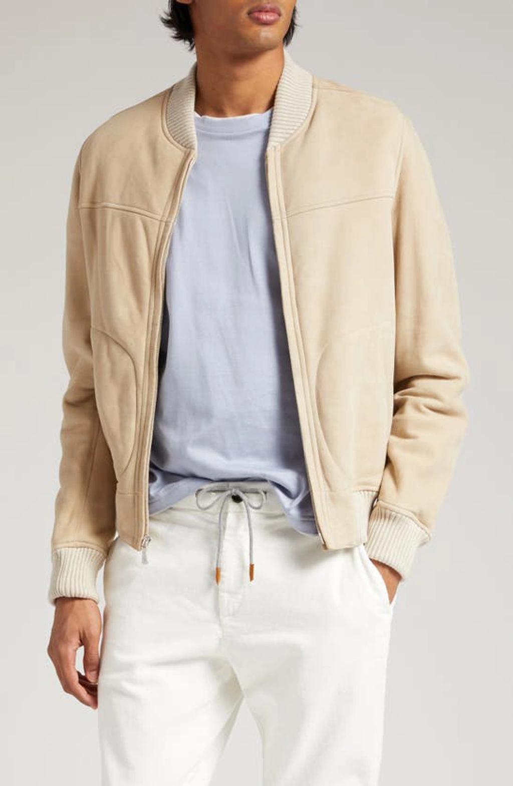 Genuine Shearling Bomber Jacket In Neutrals Product Image