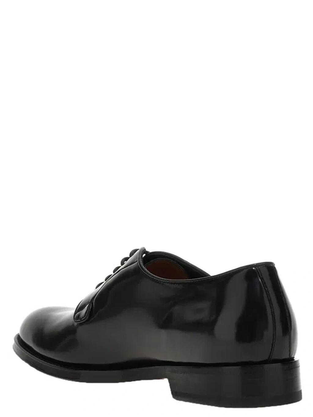 SANTONI Shiny Leather Lace Up Shoes In Black Product Image