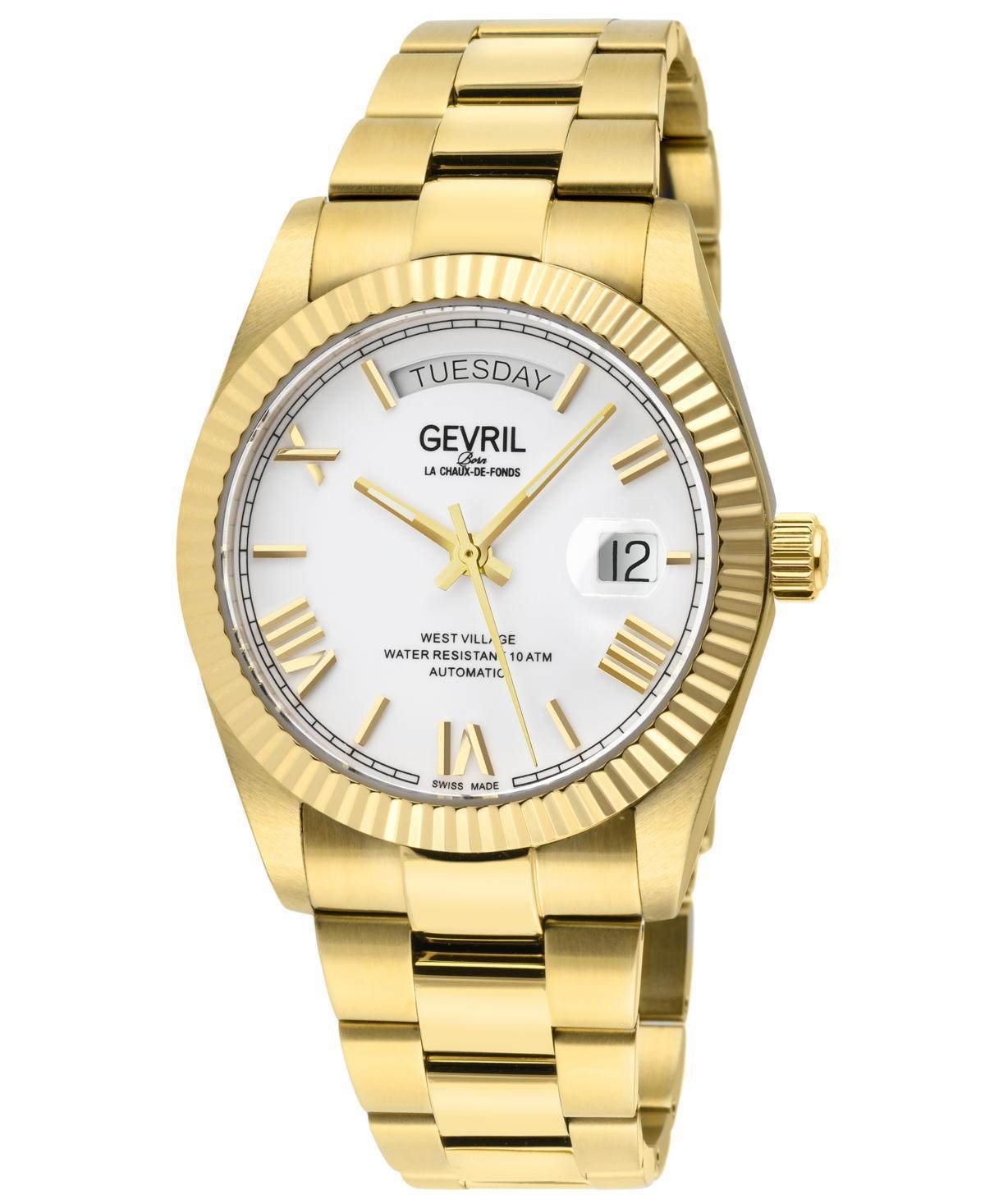 Gevril Mens West Village Swiss Automatic Gold-Tone Stainless Steel Watch 40mm Product Image