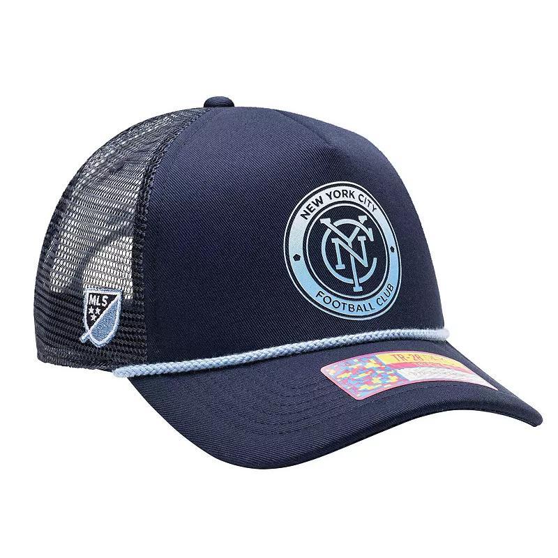 Mens New York City FC Atmosphere Trucker Adjustable Hat, Blue Product Image