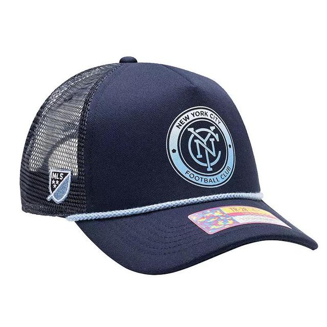 Mens New York City FC Atmosphere Trucker Adjustable Hat, Blue Product Image