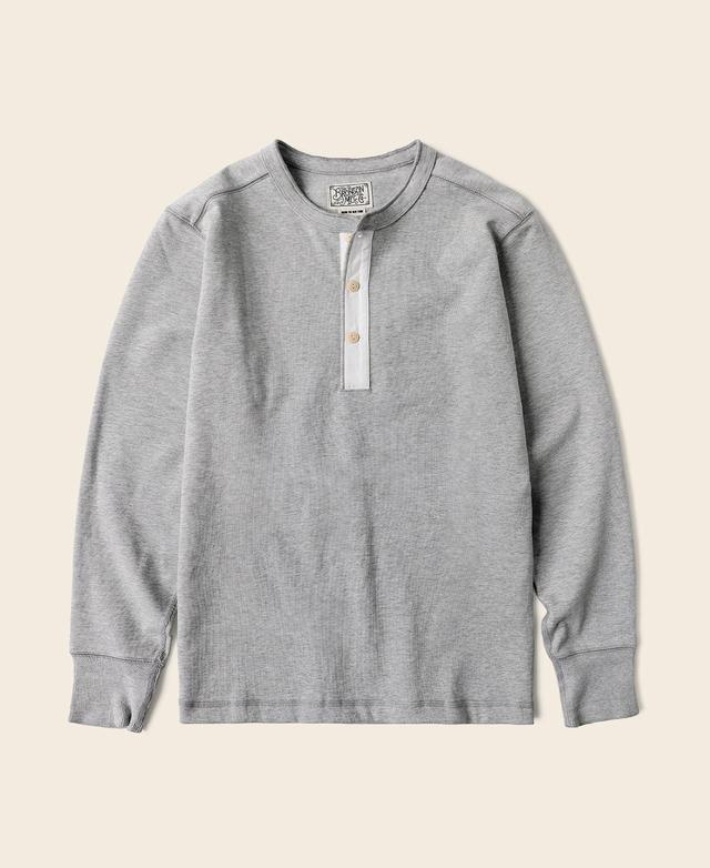 Vintage Long Sleeve Henley Shirt - Gray Product Image