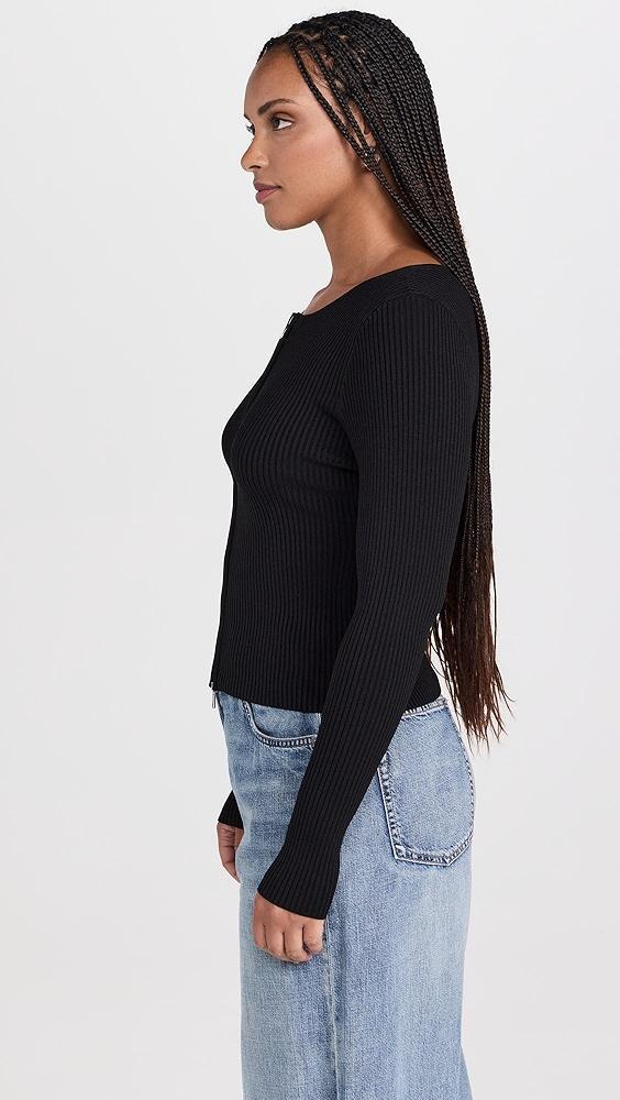 Good American Virgo Rib Zip Front Sweater | Shopbop Product Image