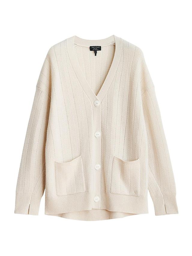 rag & bone Durham Herringbone Cashmere Cardigan Product Image