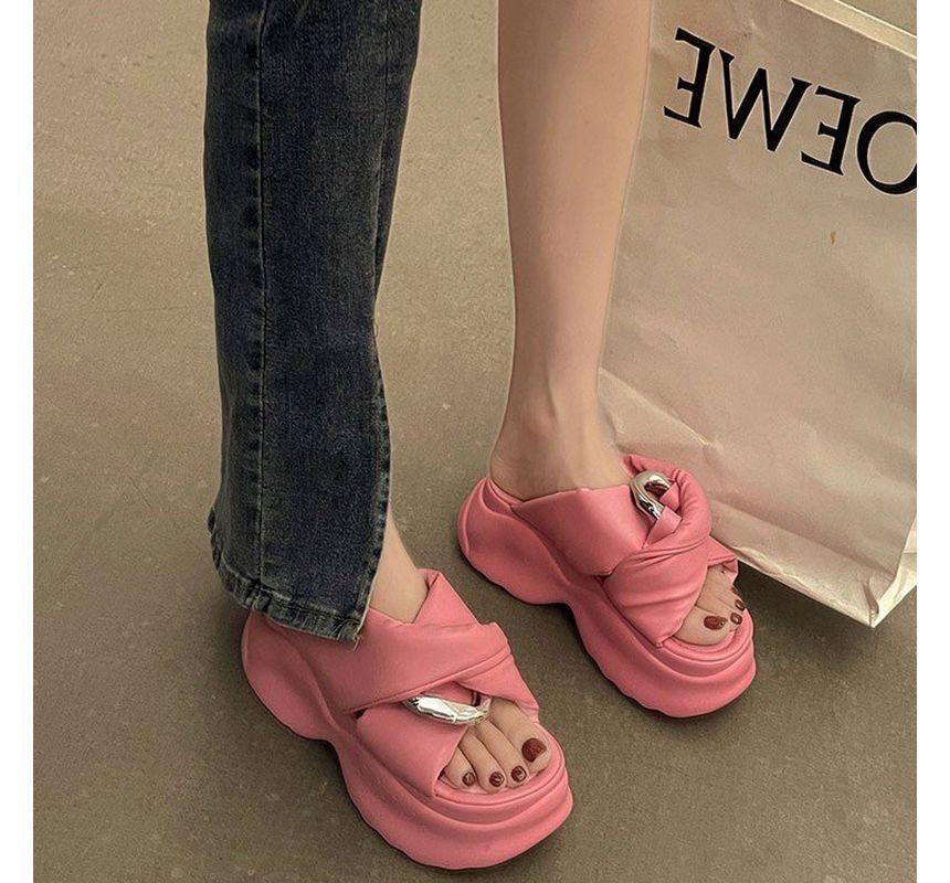 Cross Strap Platform Sandals Product Image