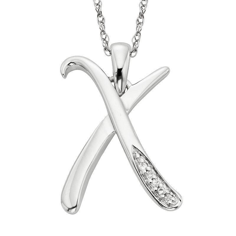 Sterling Silver Diamond Accent Initial Pendant, Womens Product Image