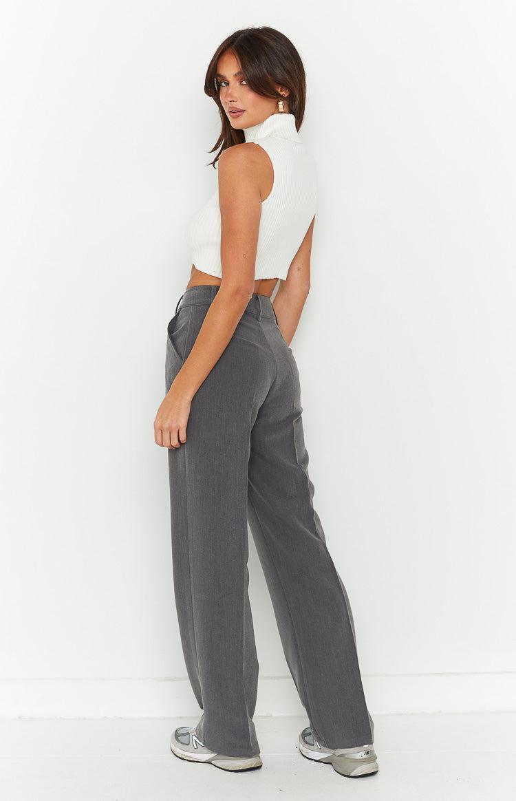 Cabo Grey Straight Leg High Waisted Tailored Pant Product Image