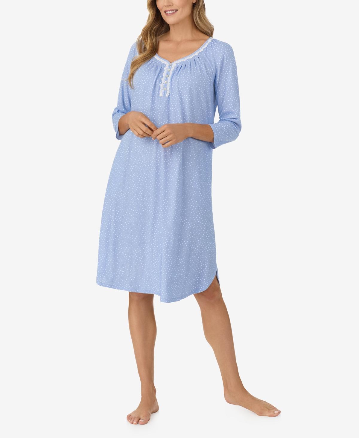 Aria Womens Cotton 3/4-Sleeve Printed Nightgown Product Image