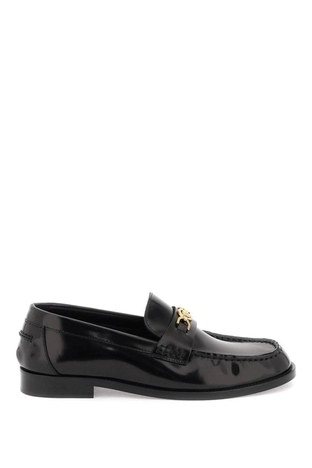 Medusa Chain Leather Loafers In Black Product Image