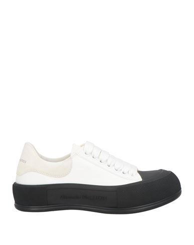 ALEXANDER MCQUEEN Woman Sneakers White Size 6.5 Leather, Textile Fibers In Black Product Image