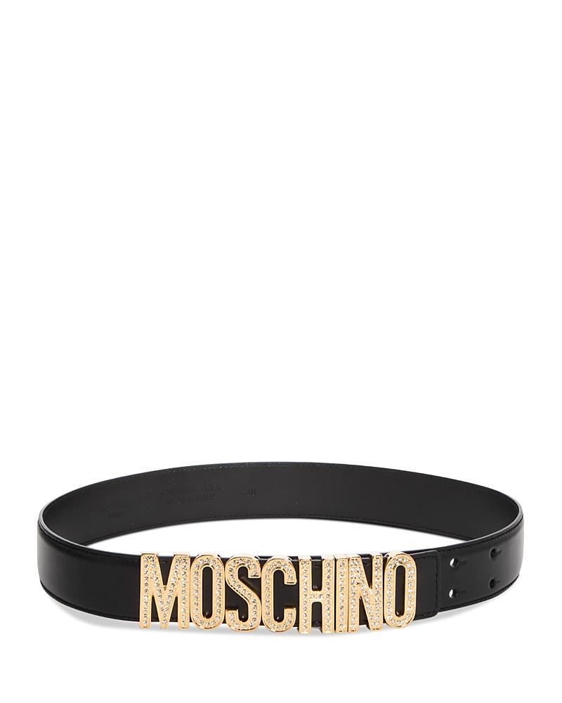 Moschino Crystal Logo Leather Belt Product Image