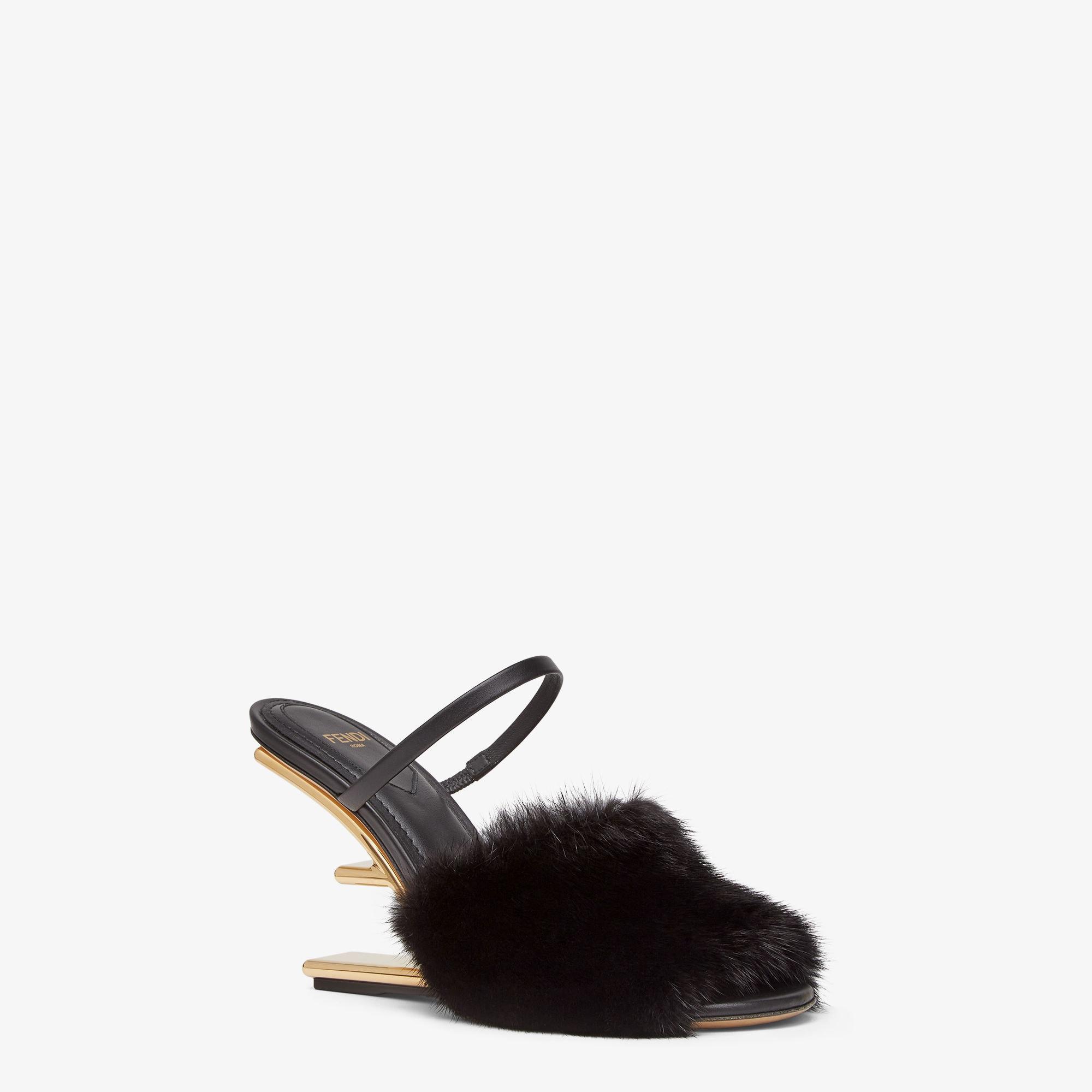 Fendi FirstBlack mink high-heel sandals Product Image