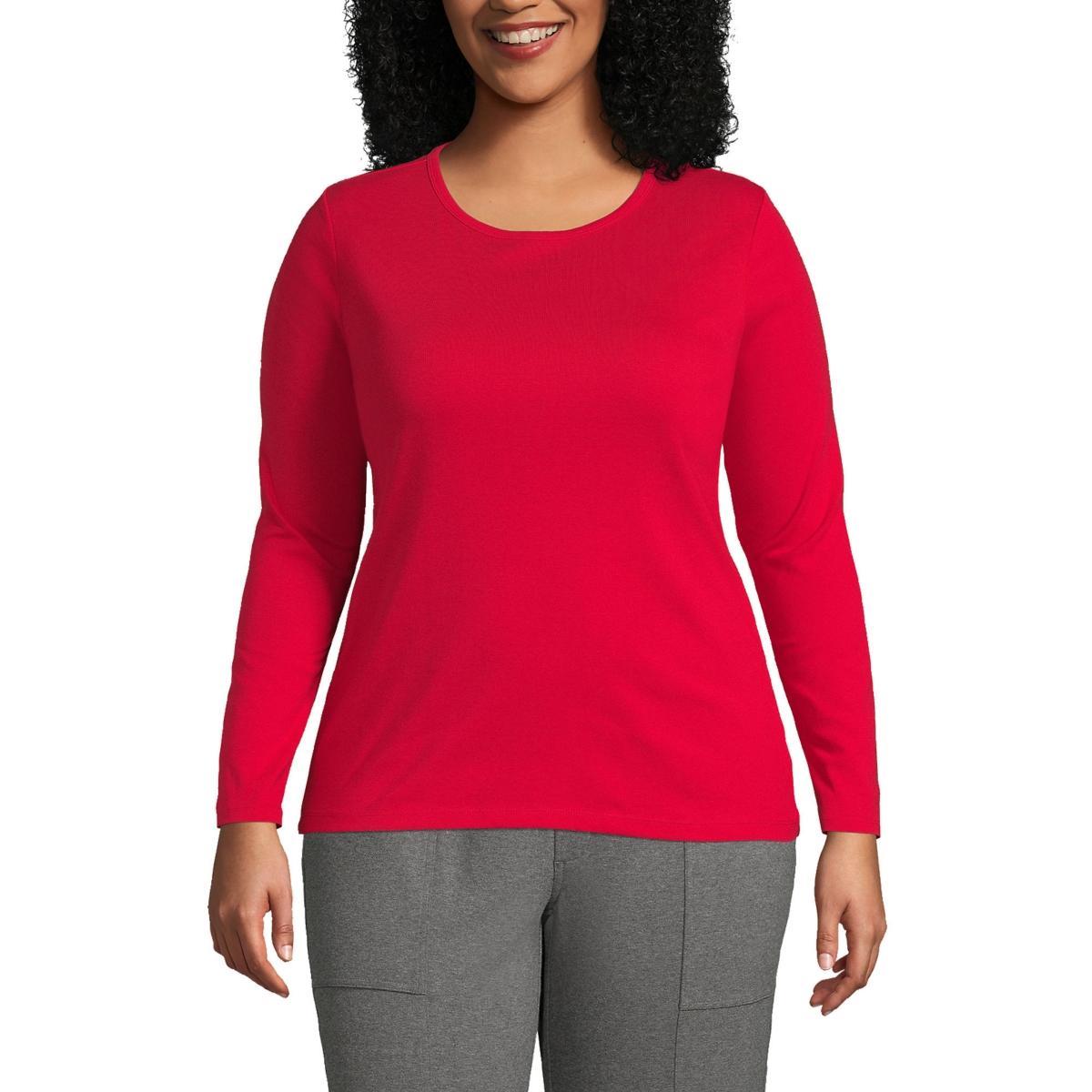 Plus Size Lands End Long Sleeve Crewneck Tee, Womens Product Image