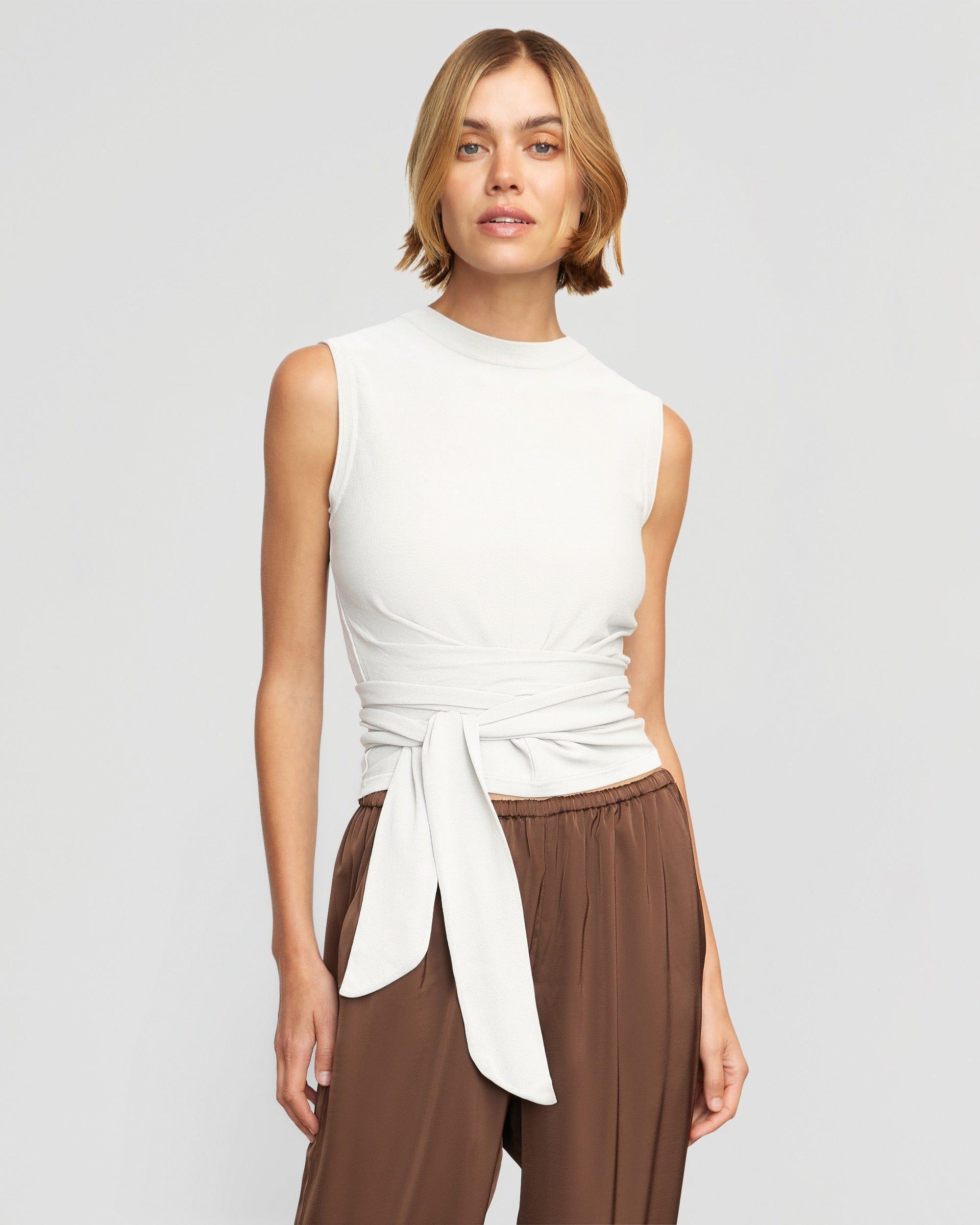 Rumi Cropped Sleeveless Wrap Top Product Image