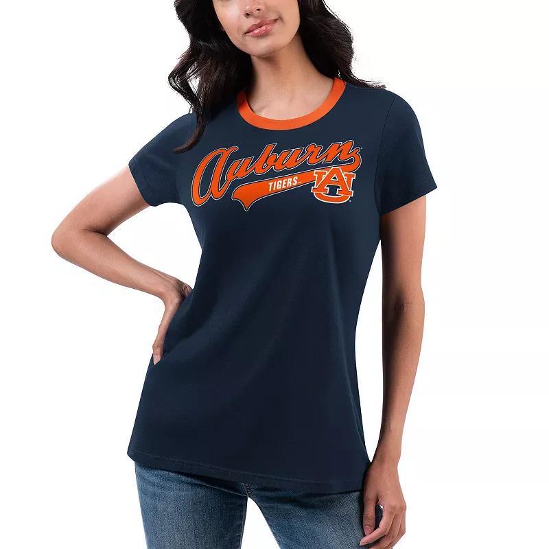 Womens G-III 4Her by Carl Banks Auburn Tigers Recruit Ringer T-Shirt Blue product image