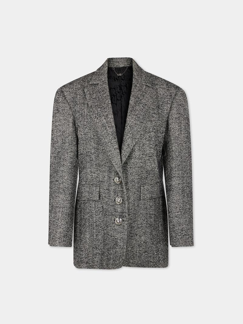 LONG BLAZER IN HERRINGBONE WOOL Product Image