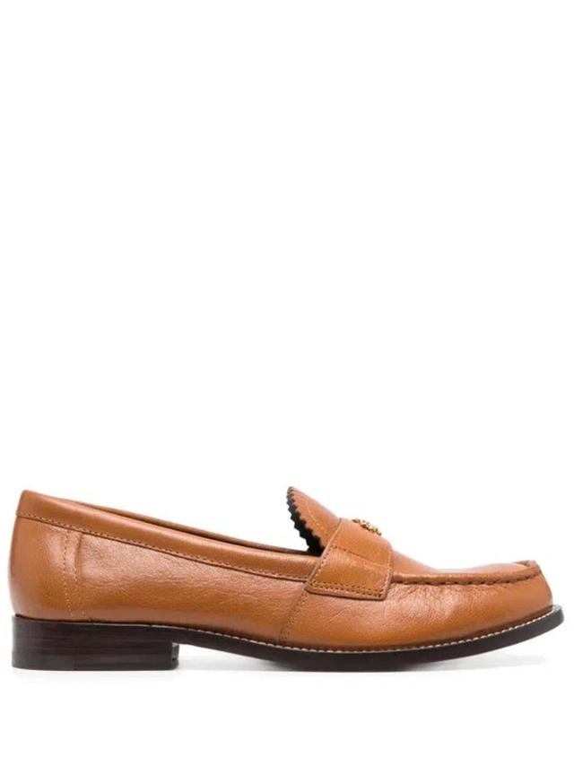 TORY BURCH Perry Leather Loafers In Beige Product Image