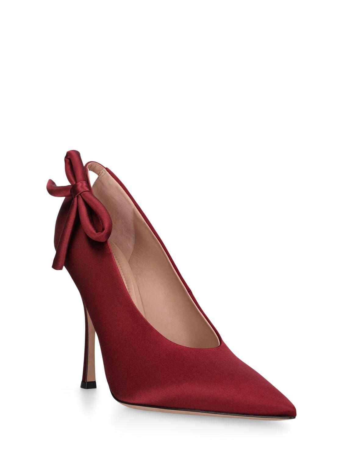 Nite-out Bow-detailed Satin Pumps In Maroon Product Image