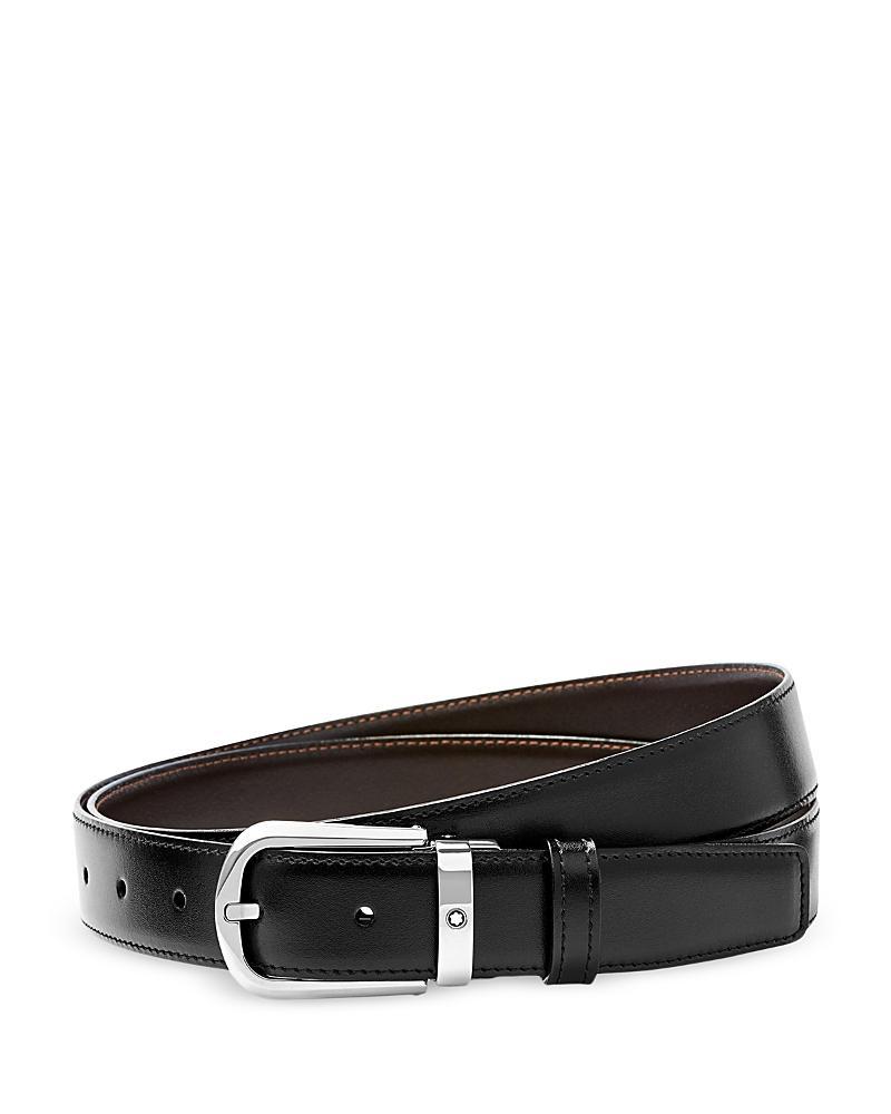 Mens Curved Horseshoe Buckle Reversible Leather Belt Product Image