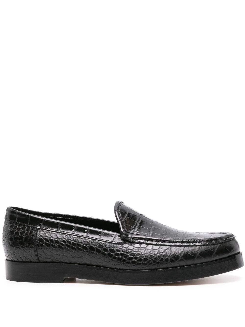 Flat Leather Loafers In Black product image