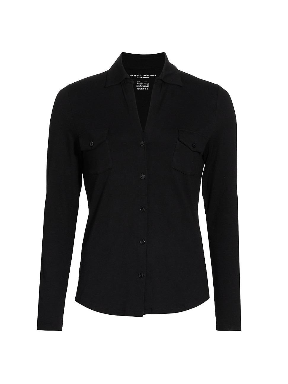 Womens Soft Touch Long-Sleeve Pocket Shirt Product Image