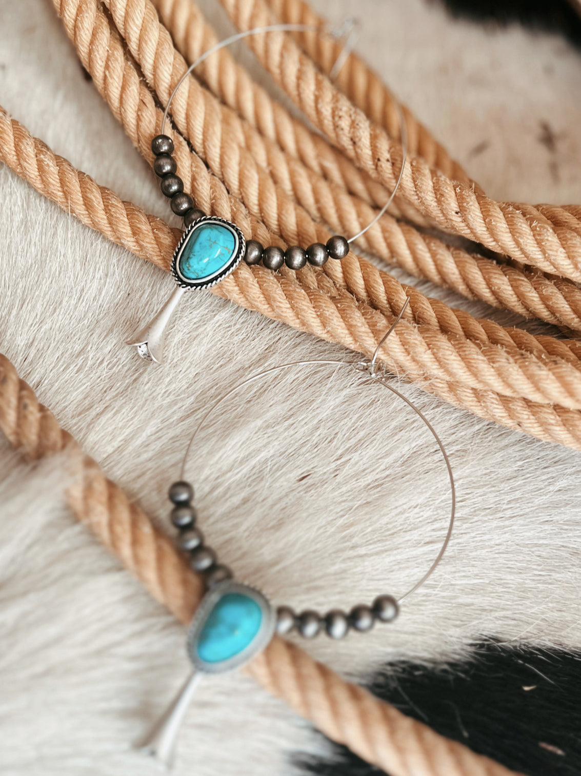 Squash Turquoise Hoop Earrings Product Image