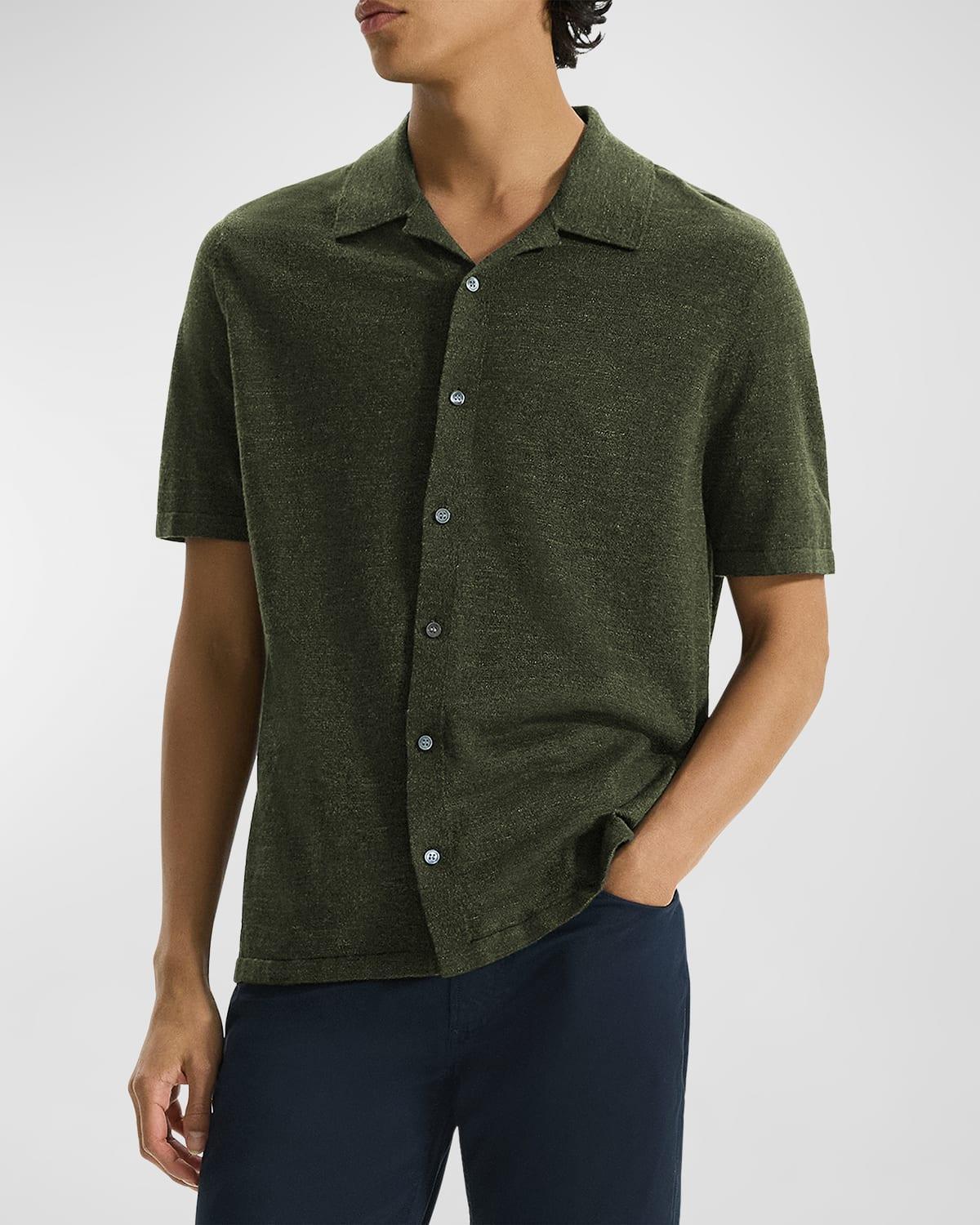 Mens Short-Sleeve Button-Front Linen Shirt Product Image