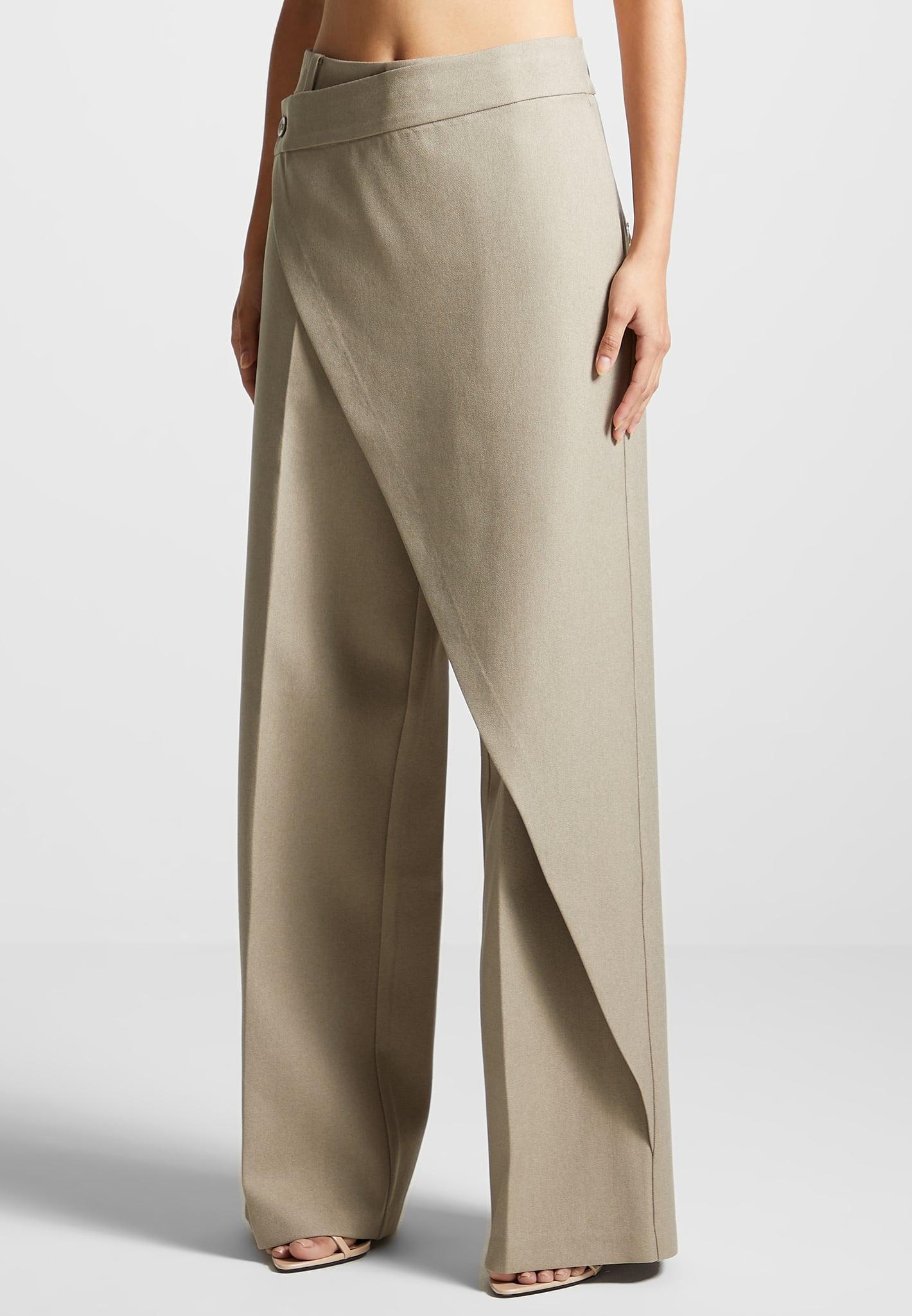 Wrap Tailored Trousers - Beige Female Product Image